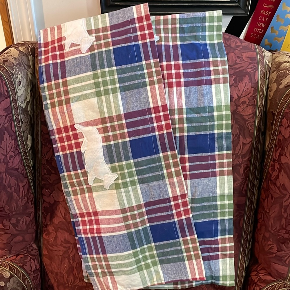 Two Plaid Corgi Valances